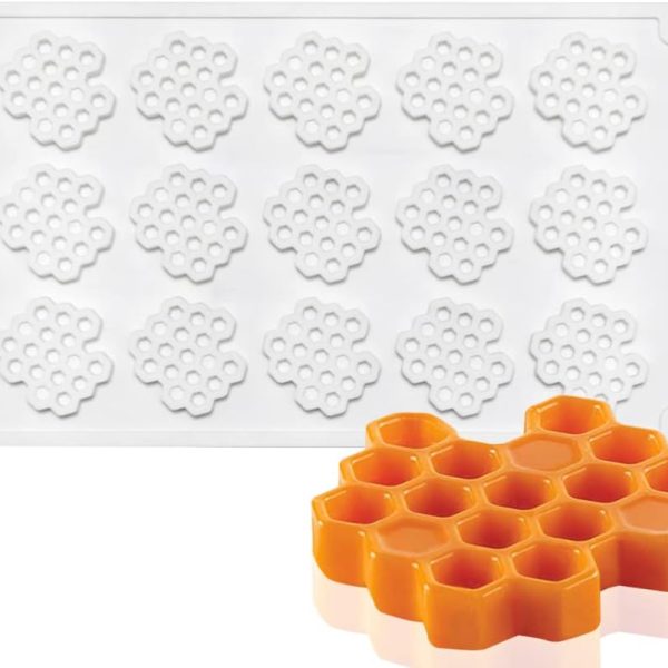 قوالب كيك موس من السيليكون، قوالب خبز ثلاثية الابعاد، 15 فتحة على شكل خلية نحل،