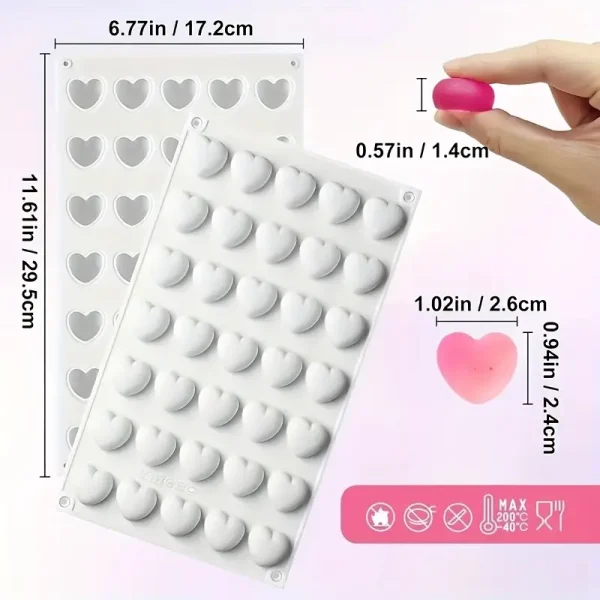 قالب شوكولاتة على شكل قلوب من السيليكون، قوالب شوكولاتة على شكل قلب مع 35 تجويف، قالب سيليكون على شكل قلب للشوكولاتة والحلويات والشوكولاتة وتزيين الكيك بنفسك
