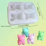 مجموعة قوالب دب من السيليكون بأربعة تجاويف - تصميم دب لطيف متين ومرن لسهولة الفك، صناعة يدوية، صناعة الصابون، صناعة الشموع، صب الكونكريت
