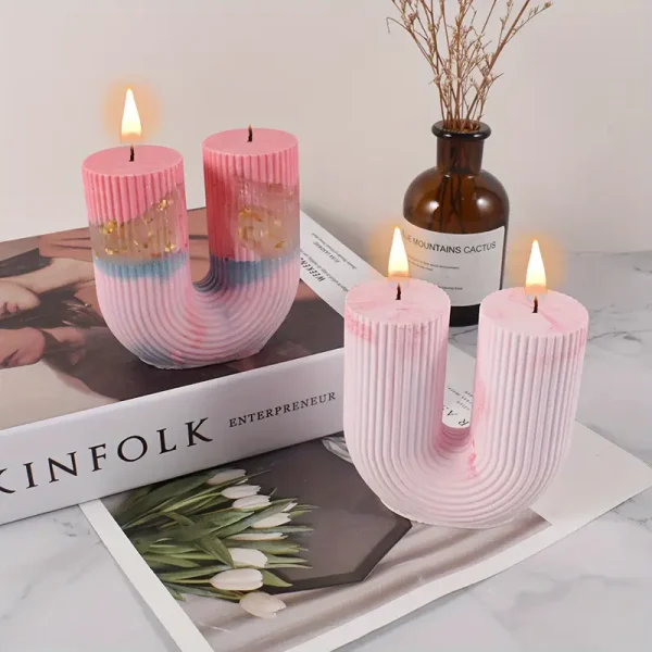 قالب سيليكون على شكل حرف U لصنع الشموع، قالب صابون مخطط من الراتنج الإيبوكسي، قالب مجوهرات من العقيق،، هدايا يدوية الصنع، أداة ، ديكور منزلي للحفلات