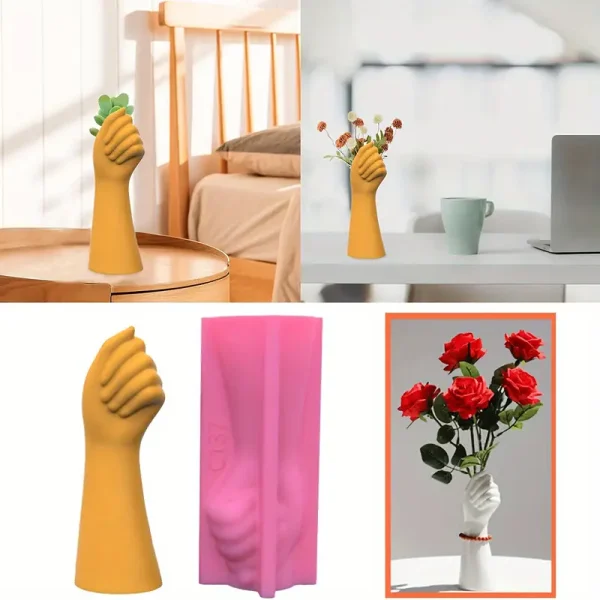 قالب سيليكون حديث على شكل يدوي، قالب أسمنتي خرساني غير منتظم الشكل لأصيص الزهور، حامل أقلام، قالب راتنج جبس، ديكور منزلي يدوي الصنع