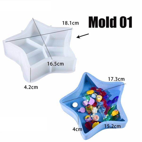 قالب سيليكون لصينية على شكل نجمة - قالب راتنج لصندوق تخزين على شكل نجمة - قالب أصيص نباتات عصارية على شكل نجمة - قالب أسمنتي خرساني - قالب ديكور من الجبس