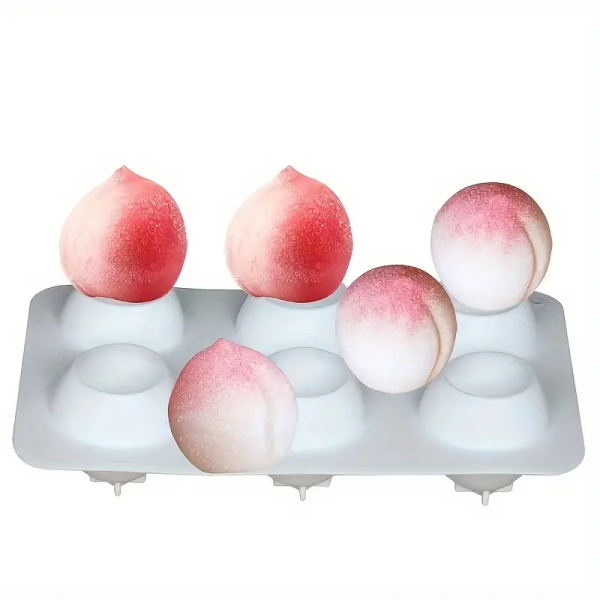 قالب كيك على شكل خوخي بـ6 تجاويف، قالب سيليكون على شكل خوخ، قوالب حلوى ثلاثية الابعاد للموس كيك، قوالب حلوى الشوكولاته الخوخ لتزيين الكعك