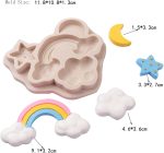 قالب سيليكون ثلاثي الابعاد على شكل سحابة بالوان قوس قزح، قالب على شكل قمر ونجمة لتزيين الكيك والكب كيك والشوكولاتة