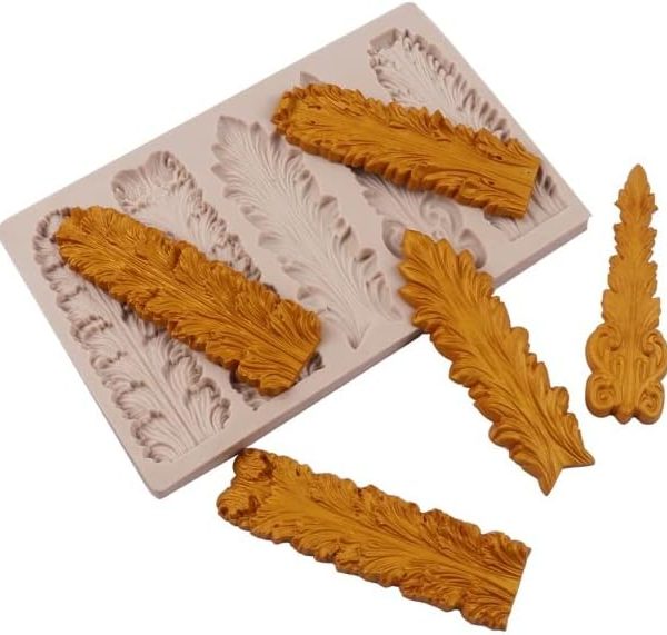 قالب سيليكون عجينة السكر قالب شوكولاتة لتزيين الكيك منقوش بأوراق شجر،