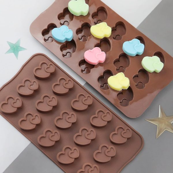 قالب سيليكون الشوكولاتة مكون من 15 فتحة على شكل قلب فى قلب ، قالب شوكولاتة لعيد الحب