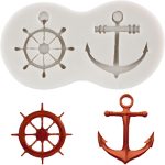 قالب سيايكون شكل دفة سفينة و هلب سفينة تزين كيك وكب كيك