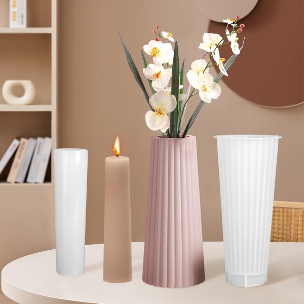 قوالب سيليكون لمزهرية، قوالب سيليكون بيضاء لصب المزهرية، قوالب صب 2 في 1 لمزهرية مع قوالب شموع ، قوالب سيليكون كبيرة لمزهرية...