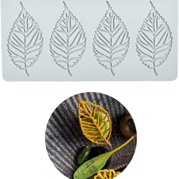 قوالب سيليكون كيك دانتيل على شكل اوراق الشجر مجوفة