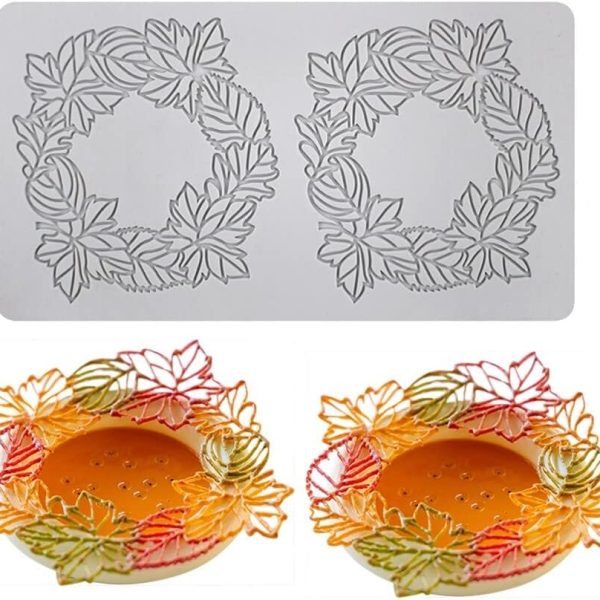 قوالب سيليكون كيك دانتيل على شكل اوراق الشجر ملفوف