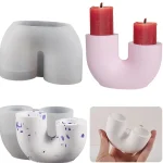 قالب سيليكون كونكريت حامل شموع على حرف U