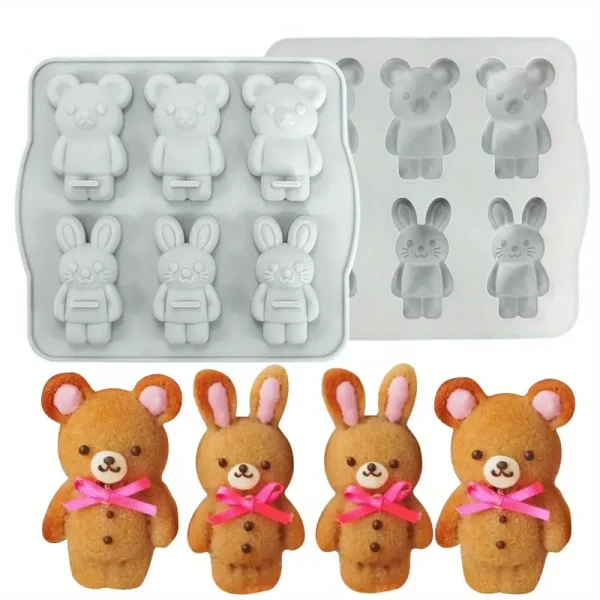 قالب سيليكون على شكل حيوانات ارنب دب
