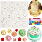 قالب سيليكون شكل مجموعة ازرار صغيرة عجينة السكر لتزيين الشوكولاتة وتزيين الكيك والكب كيك