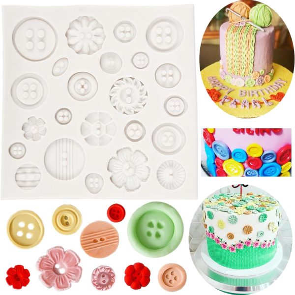 قالب سيليكون شكل مجموعة ازرار صغيرة عجينة السكر لتزيين الشوكولاتة وتزيين الكيك والكب كيك