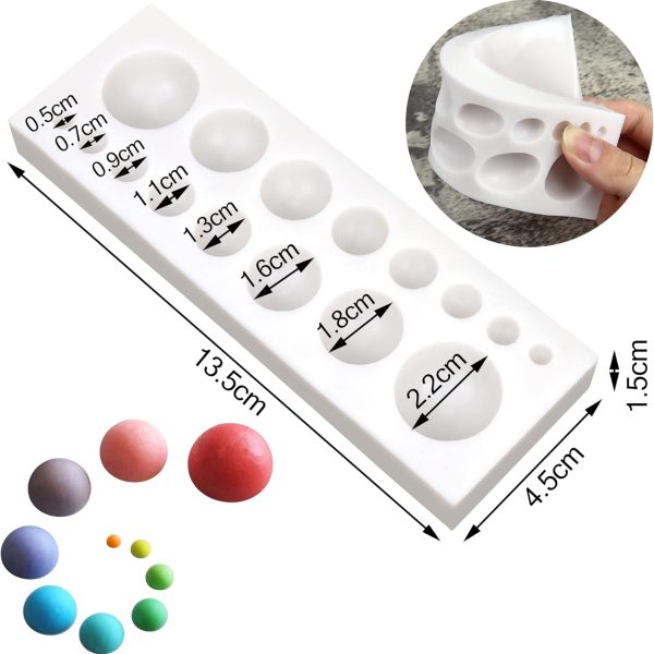 قوالب سيليكون نصف دائرية ثلاثية الابعاد بـ16 فتحة، 8 احجام، قالب نصف كرة، سلسلة لؤلؤ مستديرة، قالب شوكولاتة لتزيين الكيك، قوالب كرات السكر والكوكيز،عجينةالسكر لتزيين الكيك والخبز