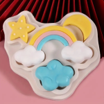 قالب سيليكون ثلاثي الابعاد على شكل سحابة بالوان قوس قزح، قالب على شكل قمر ونجمة لتزيين الكيك والكب كيك والشوكولاتة