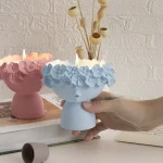 قالب سيليكون كونكريت شكل تاج زهرة لفتاة قالب حامل شموع،