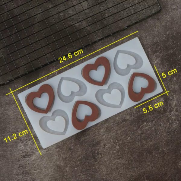 قالب استنسل شوكولاتة على شكل قلب ، ورقة نقل شوكولاتة ، موس ، تزيين كيك مجوف ، قلب ، خبز تشابلون