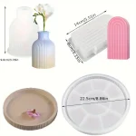 عرض خاص 3 قوالب سيليكون كونكريت صنية 23 سم بكنار فازة ترند مع قوس شمعه