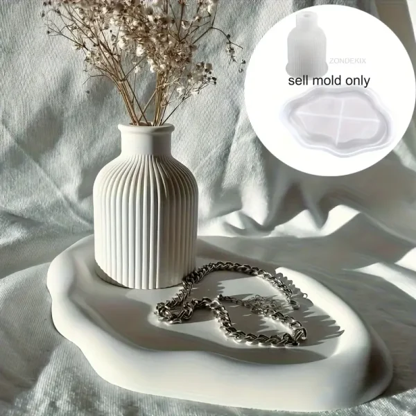 عرض خاص 2 قالب سيليكون كونكريت فازة ترند مع طبق كوستر سحابة عشوائي