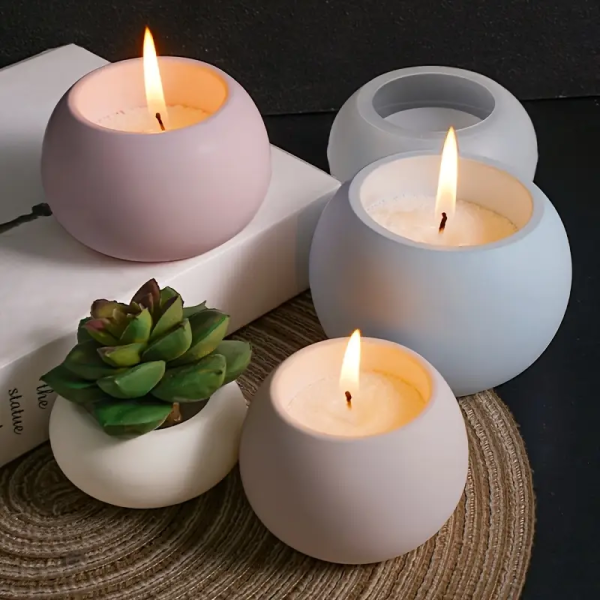 قوالب سيليكون كونكريت مباخر سادة ثلاث مقاسات