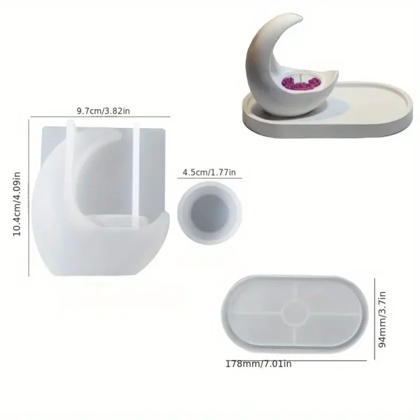 قوالب سيليكون كونكريت هلال رمضان مع كوستر 18 سم 2 قالب عرض خاص