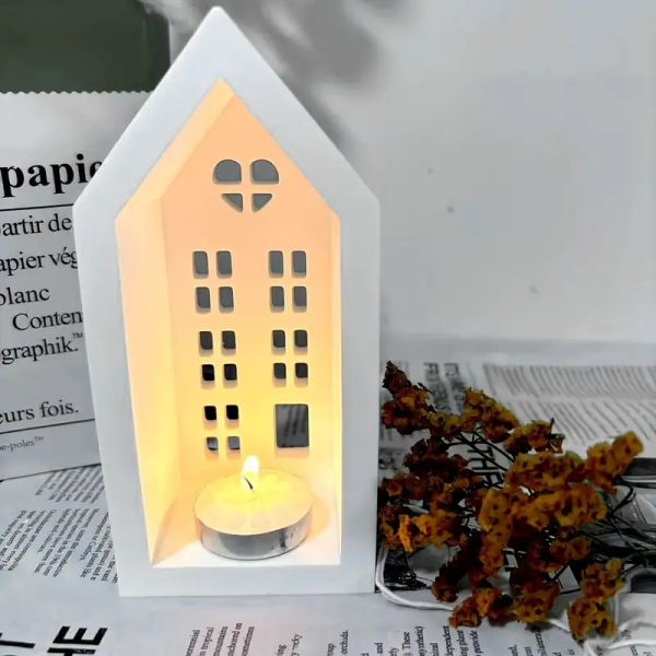 قالب سيليكون كونكريت شكل المنزل قالب حامل شموع