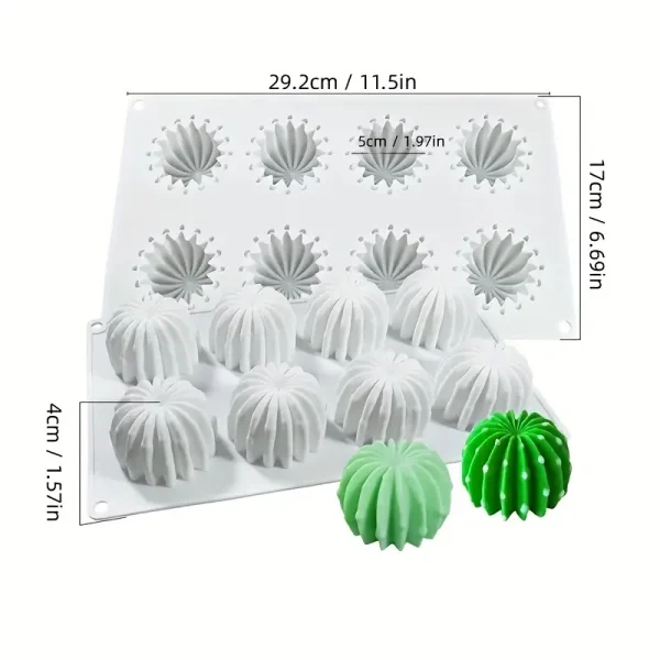 8 قوالب سيليكون على شكل صبار، قوالب موس كيك شوكولاتة، قوالب بودنغ جيلي بيضاء