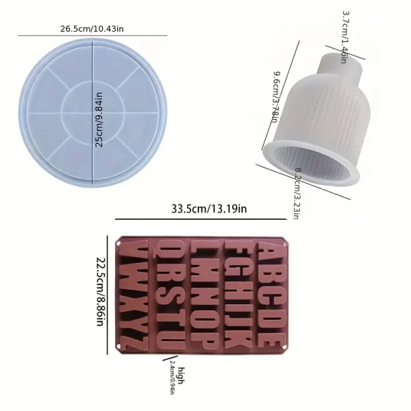 3 قوالب سيليكون كونكريت فازة ترند صنية 26 سم قالب حروف كبير كونكريت