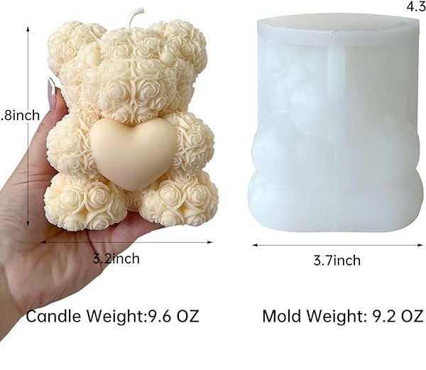 قالب سيليكون شمعة الدبدوب بقلب هدية مقاس 10 سم