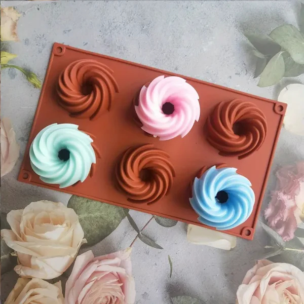 قالب سيليكون حلزونى 6 قطع كيك