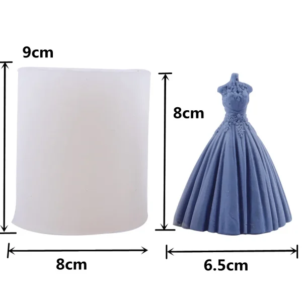 قالب سيليكون فستان الزفاف قالب شموع وكونكريت توزيعات خطوبة وزواج