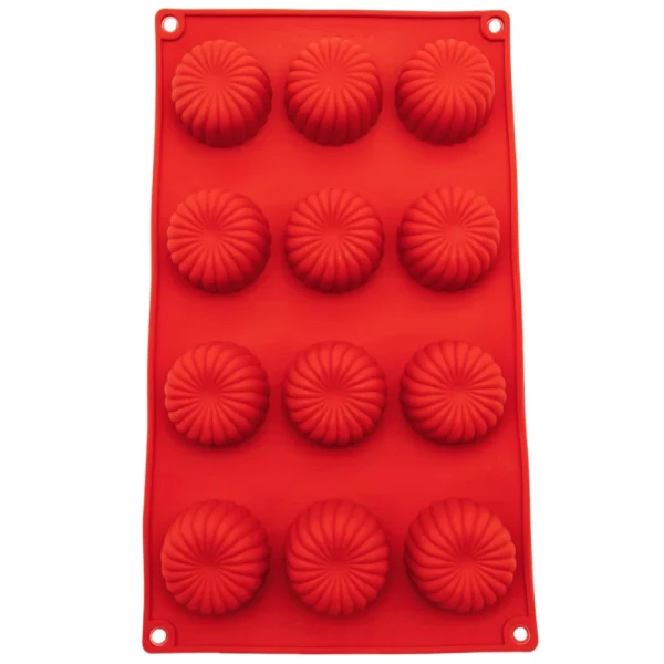 قالب سيليكون دائري 12 قطعة موس كيك سابلية قالب الشوكولاته الدانتيل الشيفون