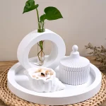 قوالب سيليكون كونكريت 4 قوالب صنية 26 سم فازة تيوليب مدورة قوقعة سكرية