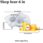 قالب سيليكون ثلاثية الابعاد الدب النائم لصنع الشوكولاتة لتزيين الكب كيك ترند بلبن حجم كبير 250 جرام