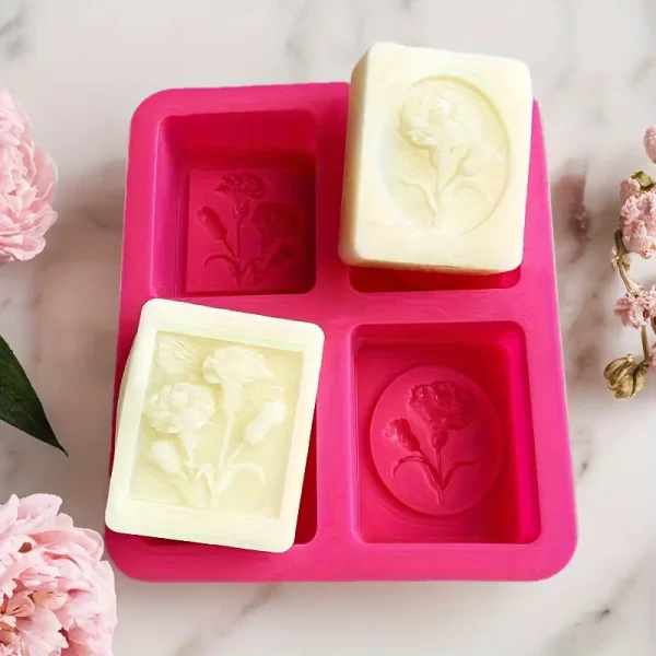 قالب سيليكون صابون على شكل زهور ثلاثية الأبعاد، قالب موس الجيلي، قالب صنع الصابون اللون (أرجواني)