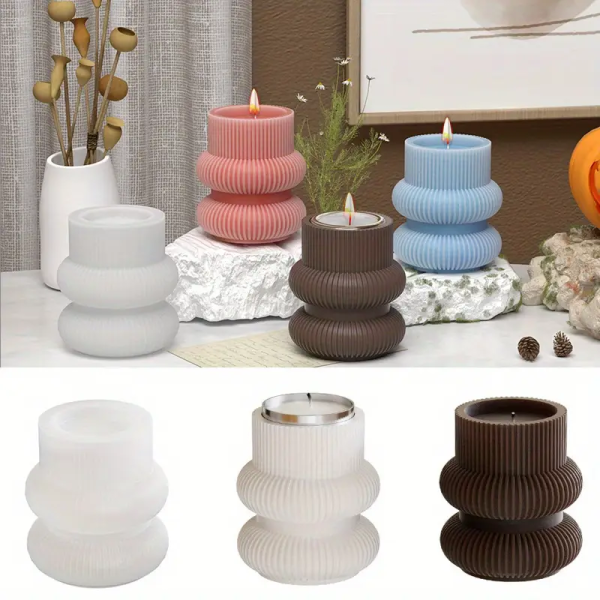 2 قالب سيليكون كونكريت حلزونى حامل تى لايت وشمعة عرض خاص