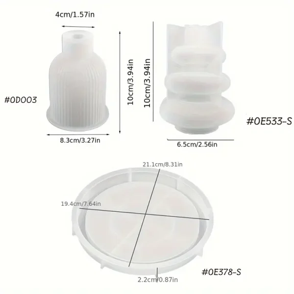 3 قوالب سيليكون صنية 22 سم قالب فازة 3 ادوار 10سم قالب الفازة المضلعة "عروض للمبتدئين"