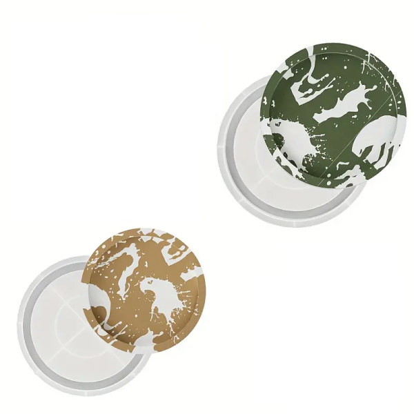 2 قالب سيليكون صنية مدور كونكريت مقاس 22 سم و26 سم