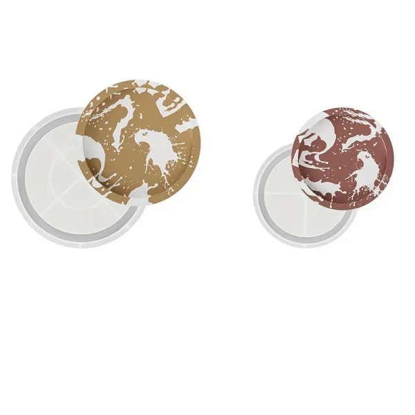 2 قالب سيليكون صنية مدور كونكريت مقاس 22 سم و16 سم