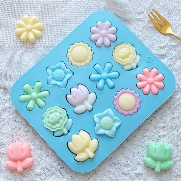 قالب سيليكون اشكال ورد صغير تزين شوكولاته كيك شمع صابون