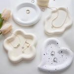 4 قوالب سيليكون كونكريت اشكال مدور قلب ورده سحابة صوانى واطباق تخزين مجوهرات