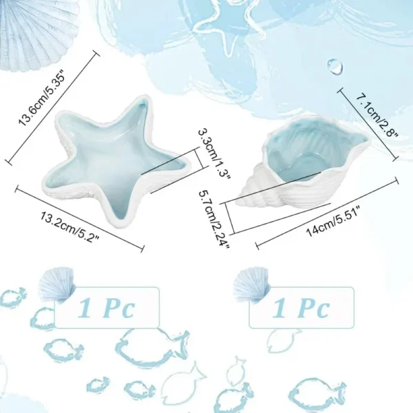 2 قالب سيليكون كونكريت نجمة البحر ومحارة قوقعة