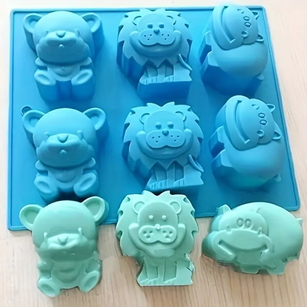 قالب سيليكون ثلاثي الأبعاد كبير الحجم شكل فرس النهر والأسد والدب - صابون شمعه كيك شوكولاته جبس كونكريت الاسعار هنا