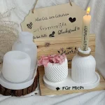 3 قوالب سيليكون كونكريت مكونه من الفازة المخططة الترند كوستر 18 سم حامل شموع مخطط