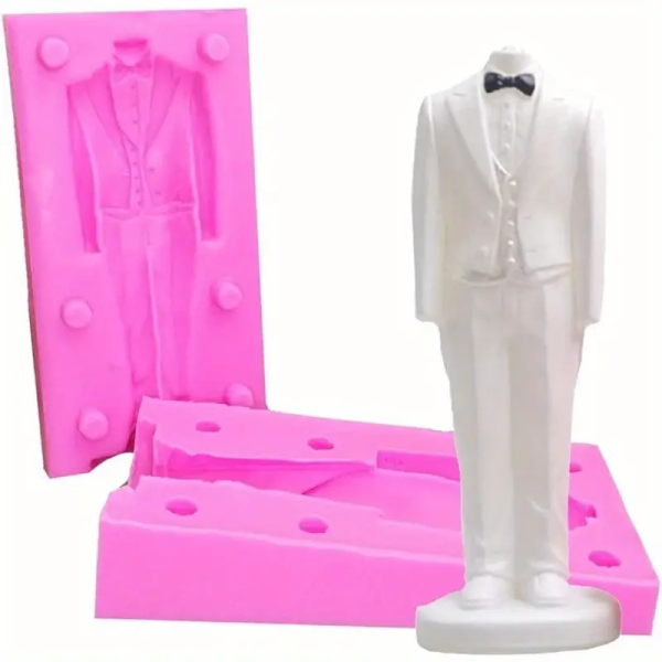 قالب سيليكون بدله زفاف العريس شوكولاته تزين كيك شمعة