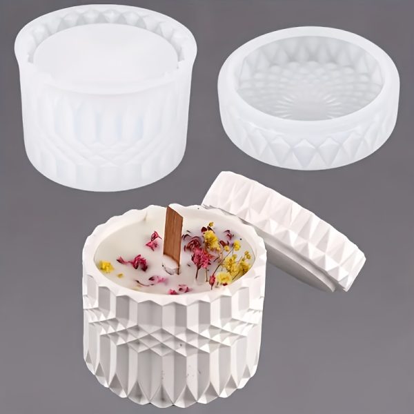 قالب سيليكون كونكريت جار مموج بغطاء شموع