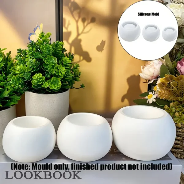 3 قوالب سيليكون كونكريت دائرية بأحجام ثلاثة، مبخرة ثلاث مقاسات باكدج قوالب كونكريت للمبتدئين