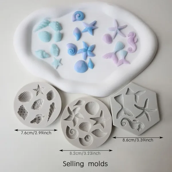 3 قوالب سيليكون اشكال البحر صدف صغير، ديل سمكة حيوانات بحرية لصنع الشموع العطرية اليدوية قوالب من السيليكون، مناسبة جدًا لتزين الشموع الصغيرة، يمكن استخدامها لتقديم الهدايا. القالب سهل الفك، سهل التنظيف، ويمكن إعادة استخدامه
