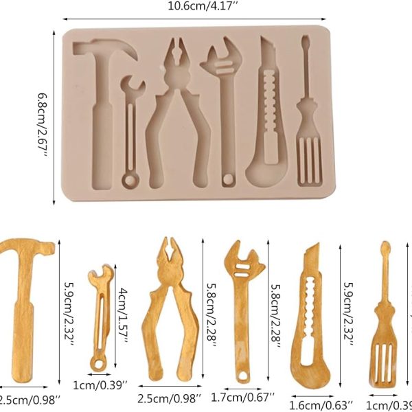 قالب سيليكون أدوات البناء . تتضمن قوالب مفتاح ربط، وقوالب مقص، وقوالب كماشة، وقوالب مطرقة لتزين كيك عجينة سكر شوكولاته قالب المهندسين .